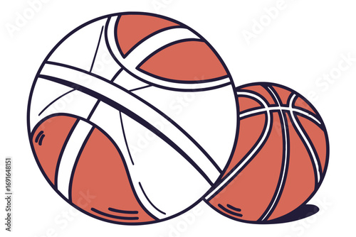 Two basketballs, one large and one small
