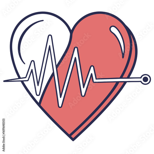 Heartbeat line graphic inside a heart shape