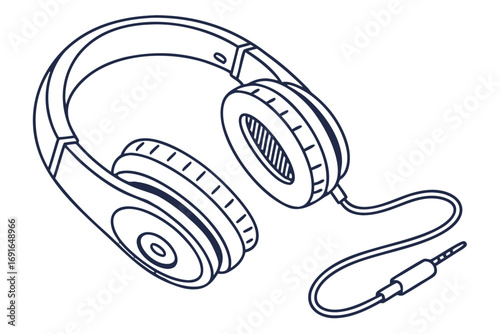 Black and white headphones with cord