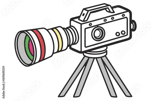 Vintage movie camera on a tripod