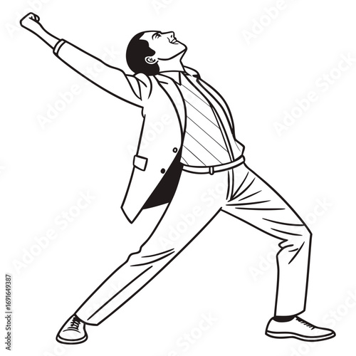 Man in suit celebrating success