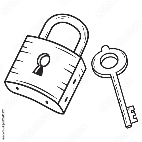 Antique lock and key