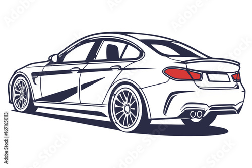 Stylized sports car with red taillights