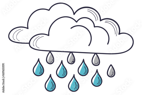 Rainy weather with clouds and raindrops