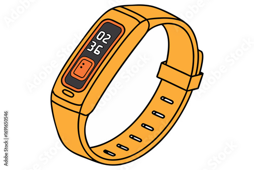 Orange fitness tracker with digital display