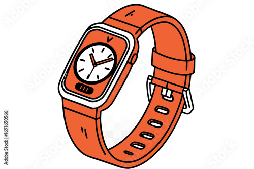 Orange smart watch with analog face