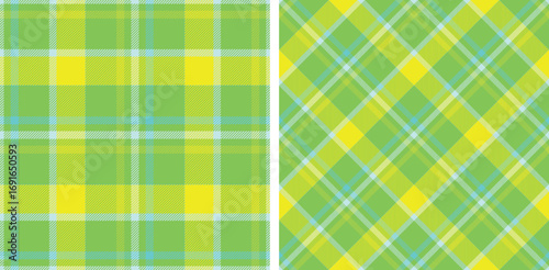 Seamless green color check pattern. Repeating patern plaid. Checkered design for prints. Repeated tartan fabric. Vector scottish fabriс. Ekose texture. Madras flannel. Checker line. Stripe gingham