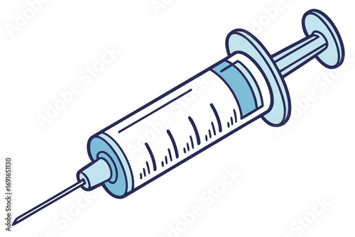 A medical syringe with a needle isolated on a