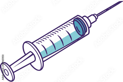 Syringe with blue liquid