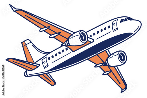 Modern jet airplane with orange accents