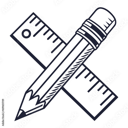 Pencil and ruler crossed