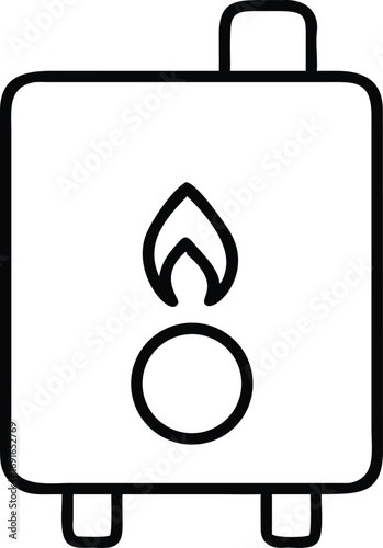 Simple outline of a gas water heater appliance icon for design