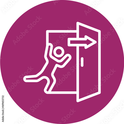Fire Exit Vector Line White Circles Multi Colors
