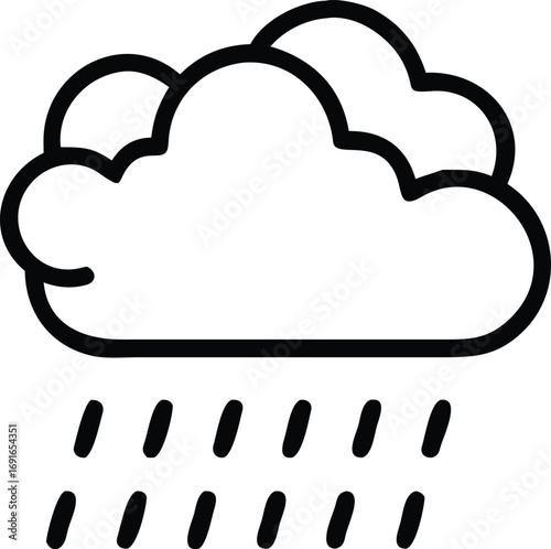 Simple outline of rain cloud weather forecast symbol design