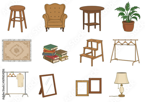 Collection of Home Furniture and Decor Illustrations