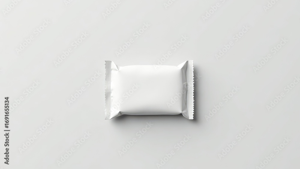 Obraz premium High-angle, shot of a blank, white food package, showcasing a clean, minimalist design.