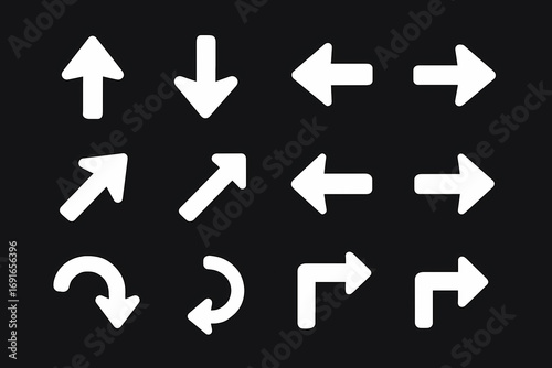 White arrow icons set. set of arrow icons