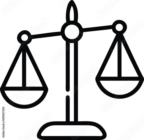 Simple Scales of Justice Outline Icon for Law and Balance Symbol