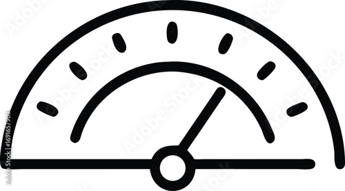 Simple speedometer icon, performance indicator in hand drawn doodle style, dashboard gauge
