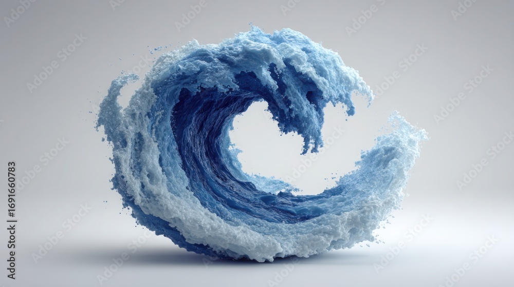 Fototapeta premium Captivating blue wave illustrating the momentum cascade concept for rising trends in cryptocurrency investment dynamics