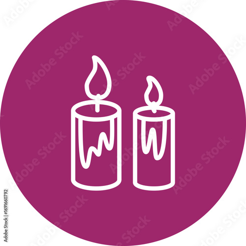 Candles Vector Line White Circles Multicolors