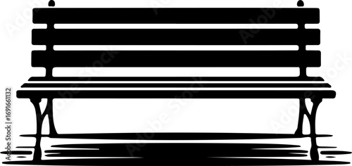 sitting bench silhouette vector illustration