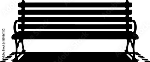 sitting bench silhouette vector illustration