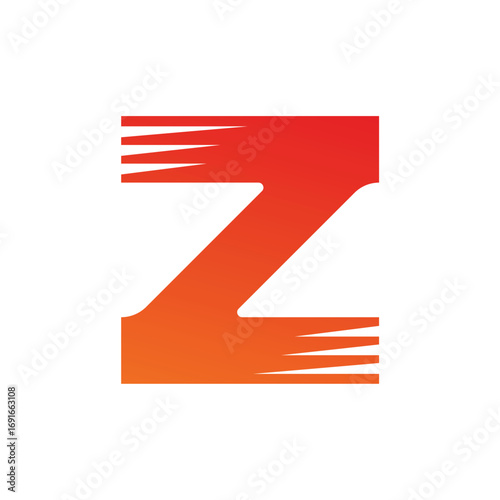 Bold Orange Gradient Z Logo With Striped Edges For Branding, Design And Modern Identity