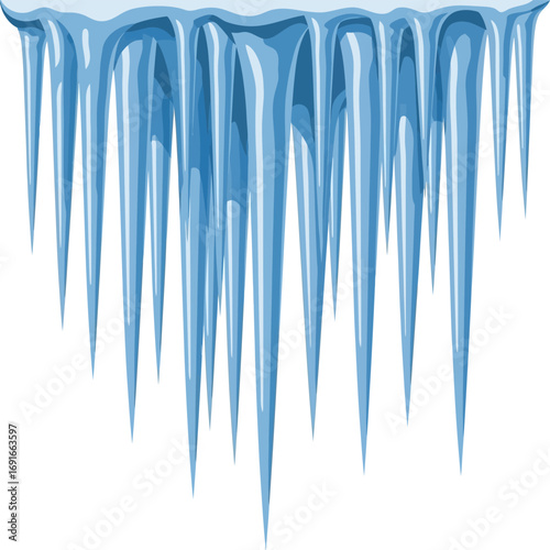 Vector Illustration of Blue Icicles Hanging Downward