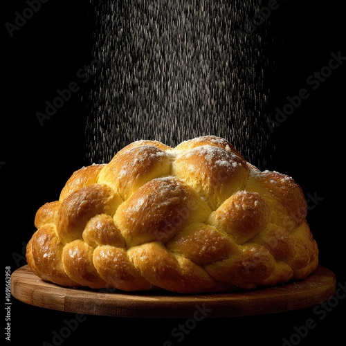 Sweet braided bread dusted with powdered sugar (2)