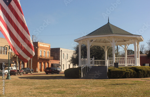 Gazebo and American Flag in Downtown Jefferson TX