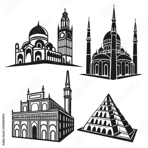 Collection of famous monuments and landmarks