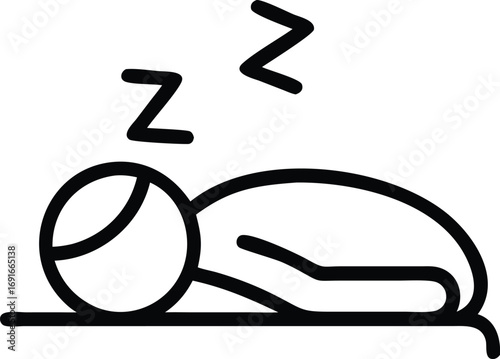 Sleeping person icon illustration in simple line art style