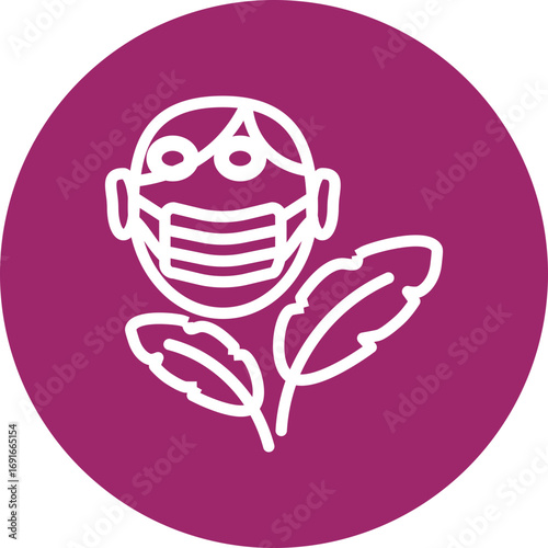 Seasonal Allergies Vector Line White Circles Multicolors