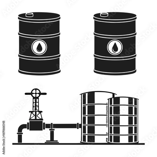 Silhouette of oil industry equipment