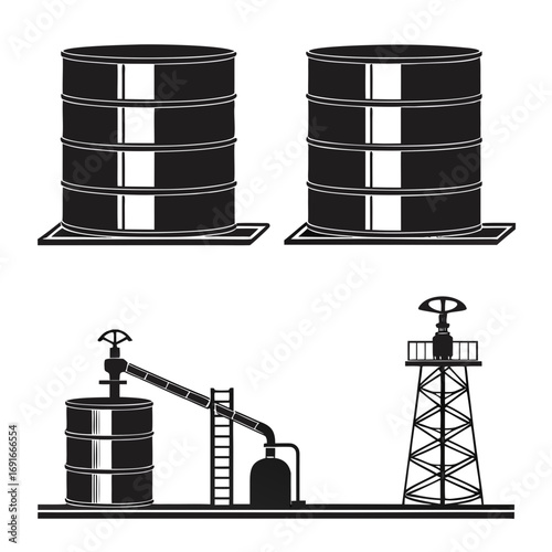 Oil industry equipment and storage tanks