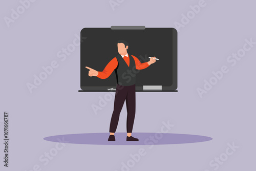 School Teacher blackboard Concept. Colored flat vector illustration isolated