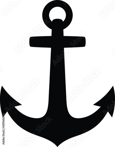 Classic silhouette nautical anchor symbol for maritime and sailing themes silhouette