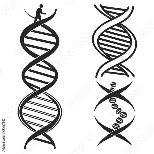 A man standing on a dna strand, the concept of genetic research