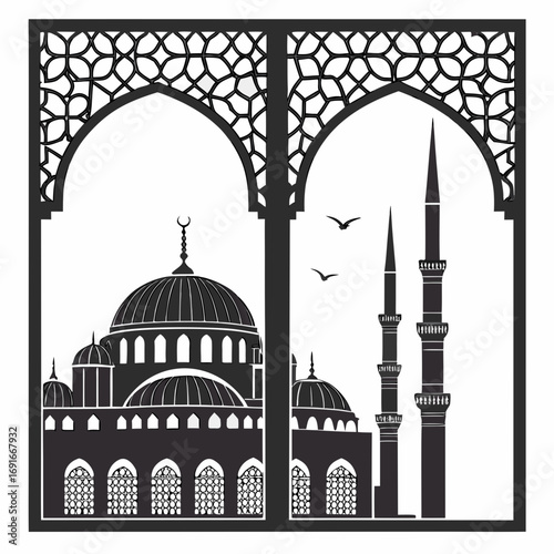 Mosque silhouette with window