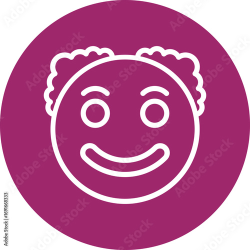 Clown Vector Line White Circles Multicolors