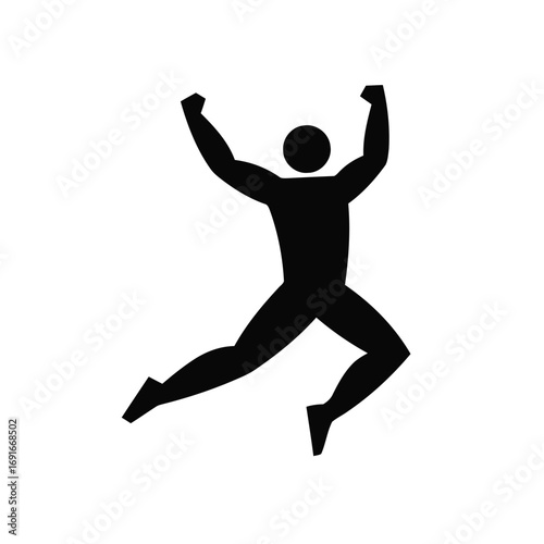 Vector silhouette of a person running with raised arms