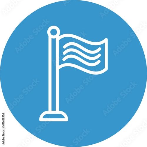 Flag Pole Vector Line White Circles Multicolors