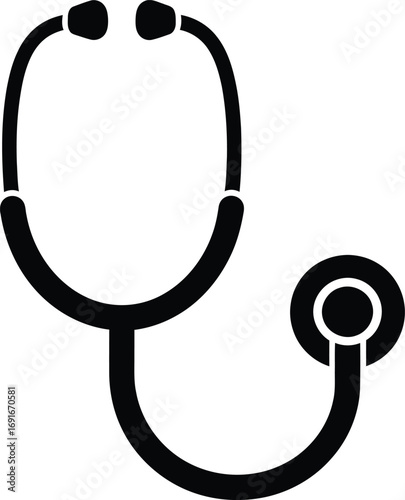 Simple stethoscope icon for medical healthcare and diagnostic symbol silhouette