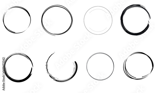 Circle Border Outline Vector Set Round Frame Shapes and Circular Design Elements