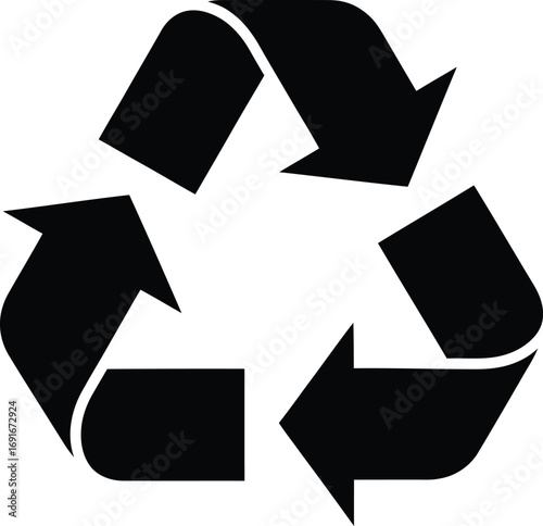 Black recycle symbol arrows environmental protection and sustainability icon silhouette