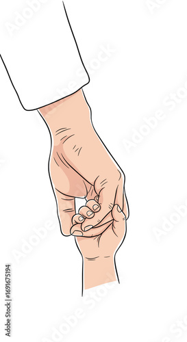 A gentle grip of affection a tiny hand held firmly by a larger adult one
