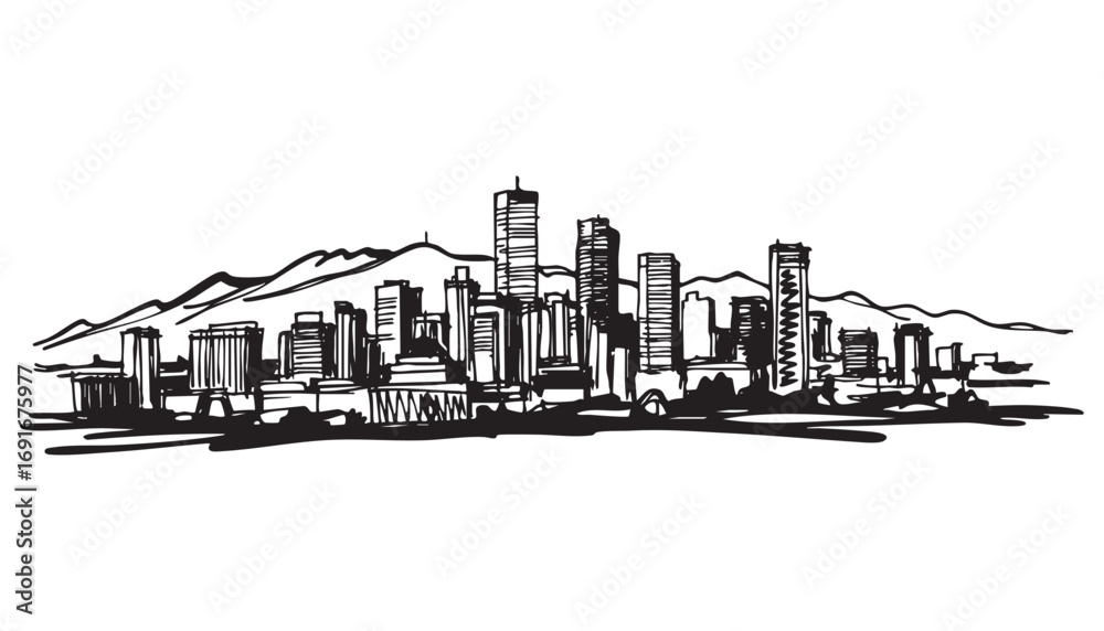 Obraz premium Colorado usa cityscape landscape building abstract brush vector illustration