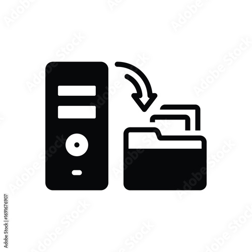 Black solid icon for file backup