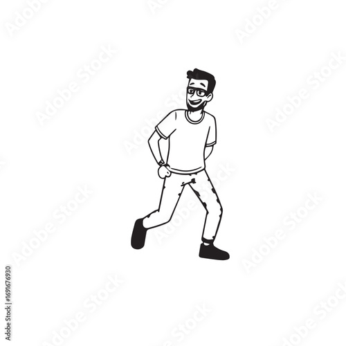 Handsome Man Black and White Illustration Vector Image Male Portrait Fashion Sketch Line Art Design	
